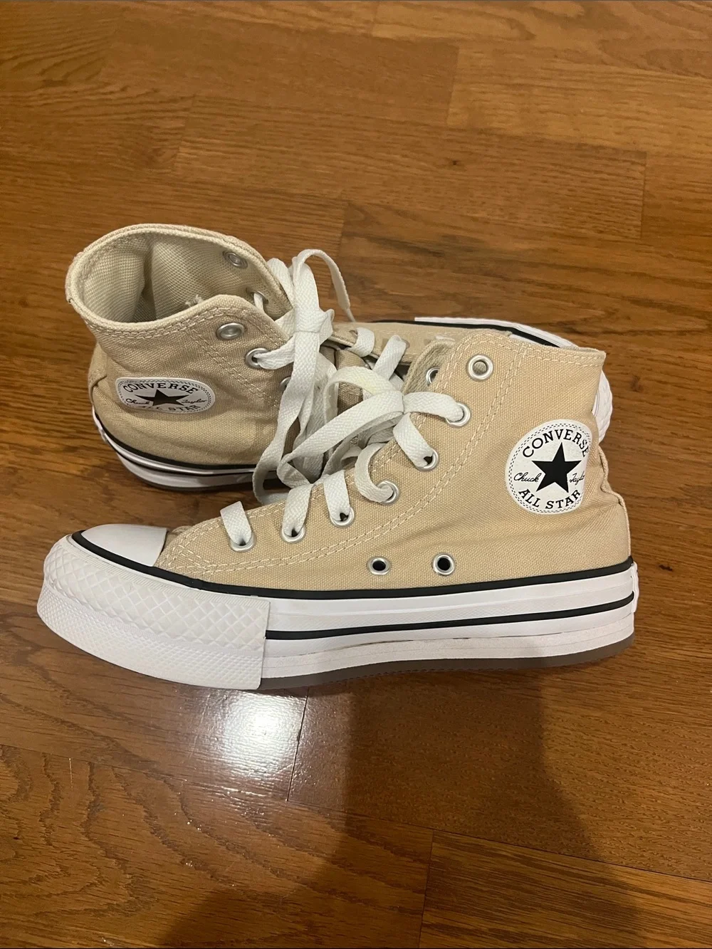 Converse Kids Beige High Top Canvas Sneakers